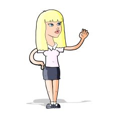 cartoon pretty woman waving N40