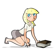 cartoon girl picking up book N6