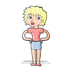 cartoon woman with hands on hips N103