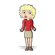cartoon woman shrugging shoulders N230