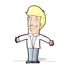 cartoon grining man with open arms N5