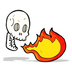 cartoon fire breathing skull N5