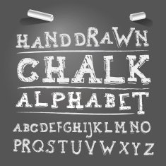Hand drawing chalk font Vector Illustration
