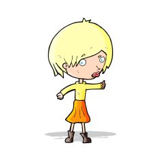 cartoon woman raising eyebrow N9