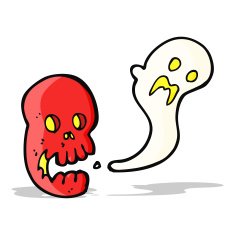 cartoon spooky skull N89