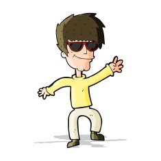 cartoon waving cool guy N3