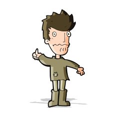 cartoon worried man giving thumbs up symbol N4