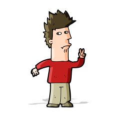 Cartoon Man Giving Peace Sign N28