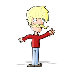 cartoon waving mustache man N5