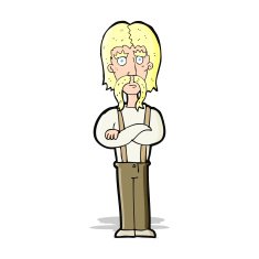 cartoon long mustache man with folded arms N5