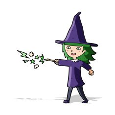 cartoon witch girl casting spell N11