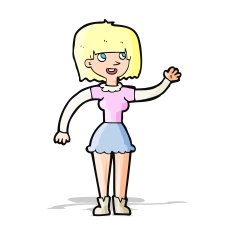 Cartoon Girl Waving N17