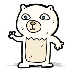 cartoon waving polar bear cub N16