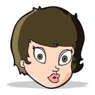 cartoon surprised female face N30