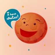 Planet Mars with cartoon face vector illustration N2