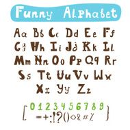 Funny alphabet Hand drawn calligraphic font ABC painted letter