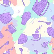 seamless pattern of subjects for tea