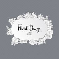 Floral border made with sketchy flowers N14