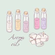 Aromatherapy oils for spa hand drawn vector illustration