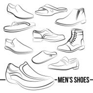 Vector set of men&#039;s shoes painted lines N3