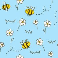 Seamless pattern with cute bees