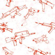 Seamless pattern of hand drawn weapons N2