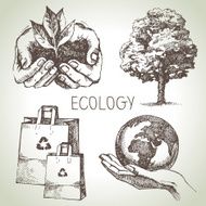 Sketch ecology set Hand drawn vector illustration N2