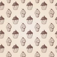 hand-drawn cupcakes seamless pattern N3