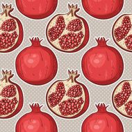 Seamless pattern with hand-drawn pomegranate