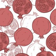 Seamless pattern with hand-drawn pomegranate N2