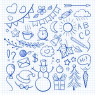 Hand-drown icons set