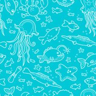 sea creatures doodle pattern N2