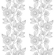 Vector Seamless Monochrome Floral Pattern N214