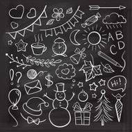 Hand-drown chalk icons set