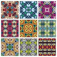 Set of seamless geometric patterns design elements collection vector colorful
