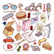 objects icon doodle set hand drawn illustration