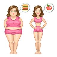 Fat and slim girl Vector illustration