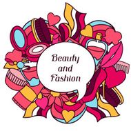 Beauty and fashion background design with cosmetic accessories N7