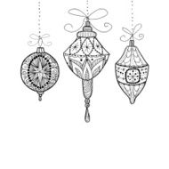 Doodle textured Christmas baubles background