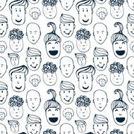 Hand drawn vector seamless pattern with people N2