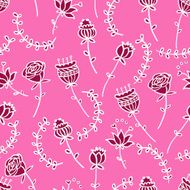 Vector seamless doodle pattern with cute flowers and hand drawn