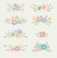 Set of floral compositions vector illustration