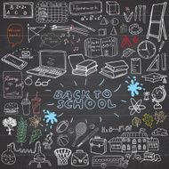 Back to School Doodles set with Lettering Hand-Drawn sketch Vector