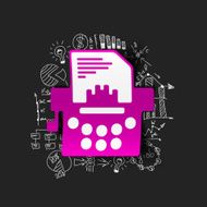 Drawing business formulas typewriter N11