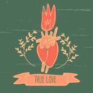 True love card with heart and fire N2