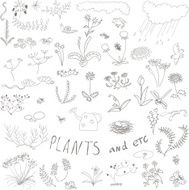 set of doodle flowers