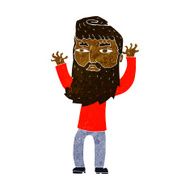 cartoon bearded man waving arms N5