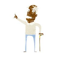 cartoon old man with walking stick N6