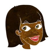 cartoon happy female face N88