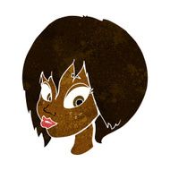 cartoon pretty female face pouting N6